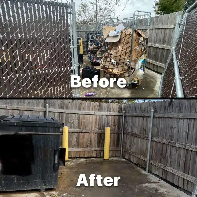 Dumpster Pad Cleaning before and after